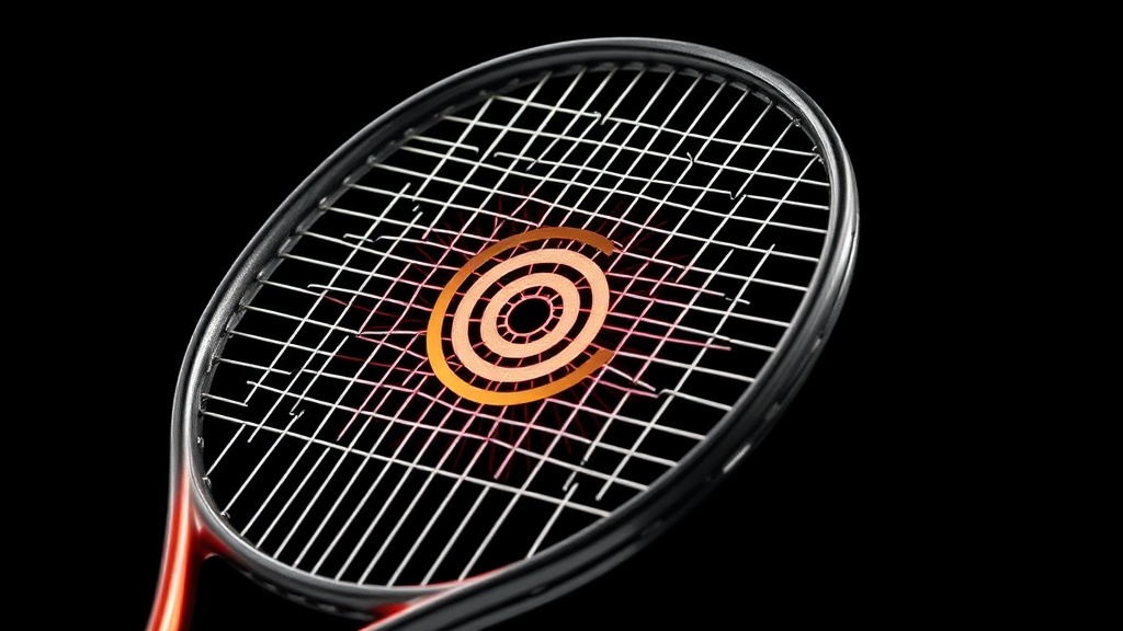 스쿼시 라켓 헤드 부분의 스위트 스팟 영역을 시각화한 다이어그램